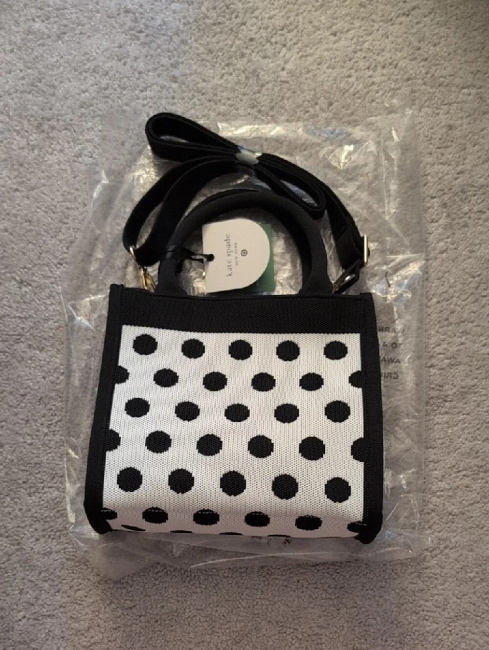 NWT Kate Spade Target Black & White Polka Dot Crossbody Tote Bag